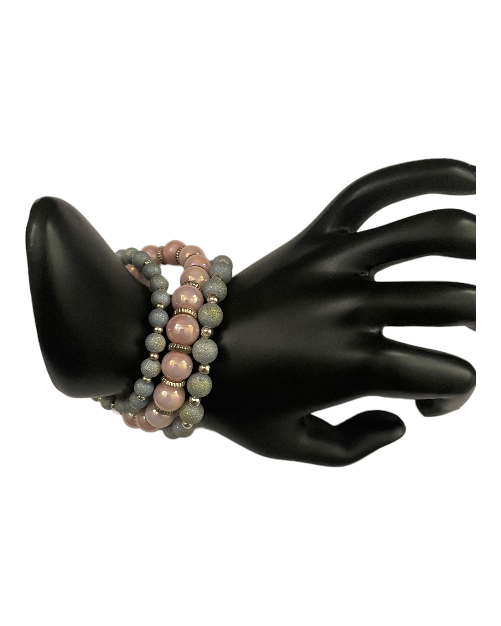 Pink with Blue Stacked Bracelet