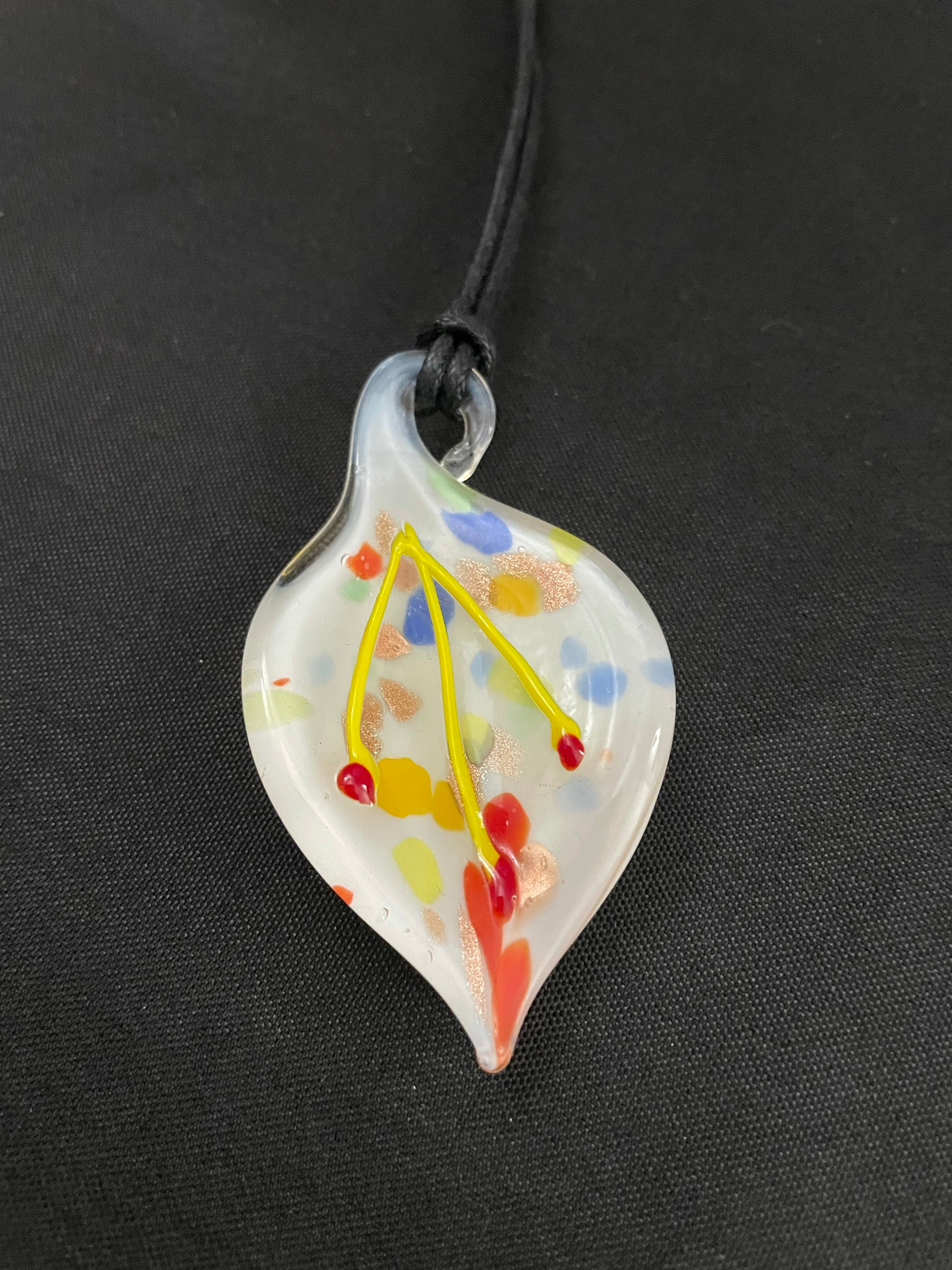 White with Multi Color Glass Necklace