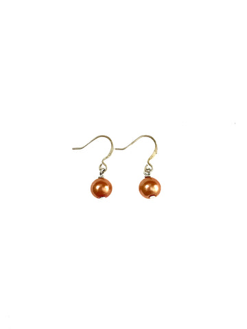 Orange Glass Pearl Earrings