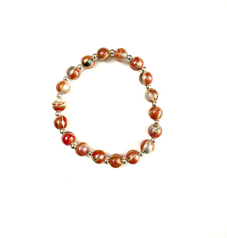 Orange and Creme Acrylic Stretchy Bracelet