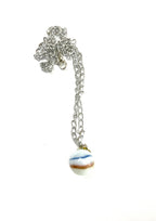 White Opaque with Red and Blue Stripes Marble Necklace