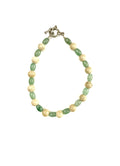 Off White Riverstone and Green Glass Wire Bracelet