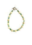 Off White Riverstone and Green Glass Wire Bracelet
