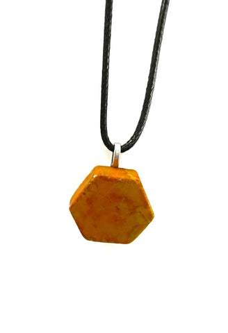 Orange Hexagon Tile Necklace
