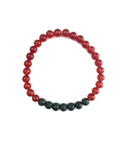 Transparent Red and Black Lava Stone Bracelet
