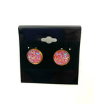 Pink Druzy Earring - Gold Post