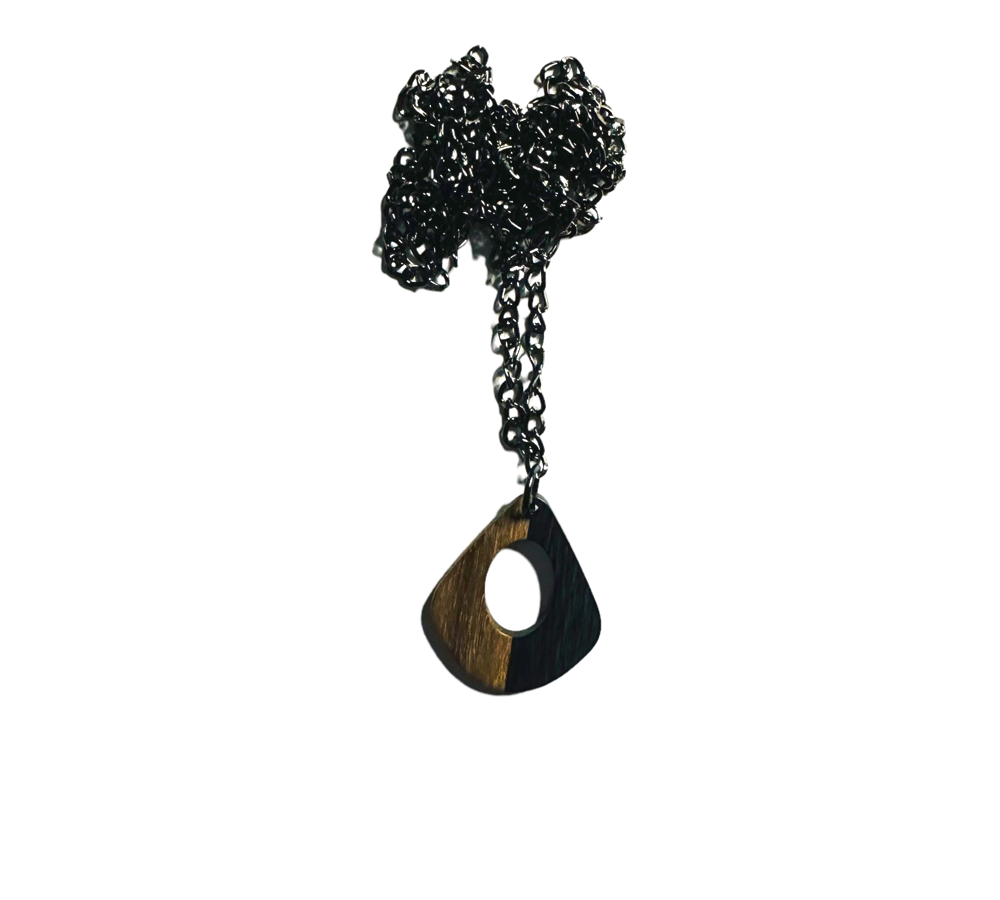 Teardrop Resin and Wood Pendant Necklace