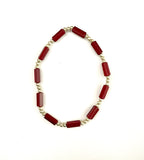 Red Barrel Glass Bead Stretchy Bracelet