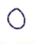 Dark Blue Glass and Rust Lava Stone Bracelet