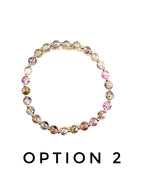 Purple with Pink and Green Speck Glass Stretchy Bracelet