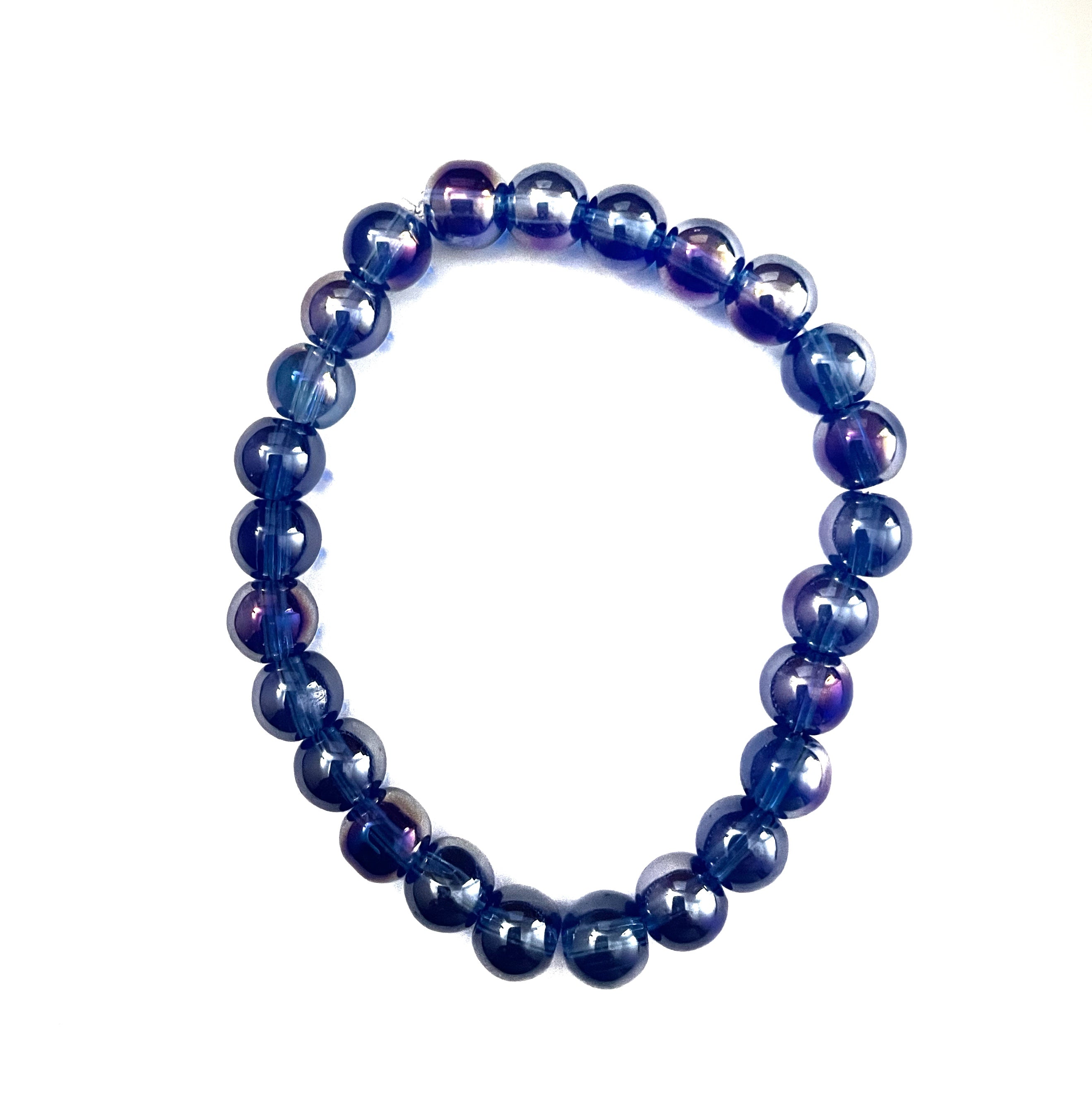 Blue Rainbow Glass Stacked Bracelet