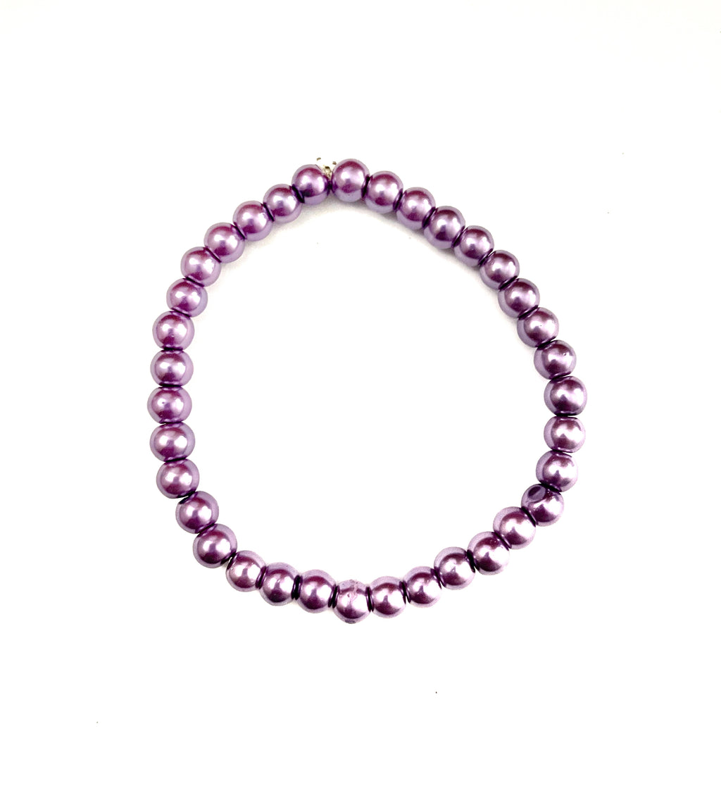 Purple Glass Pearl Stretchy Bracelet - Multiple Options