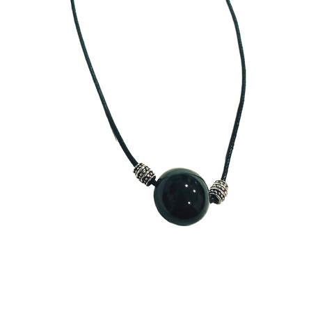 Black Circle Ceramic Focal Necklace