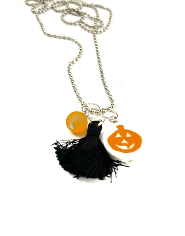 Pumpkin with White Background Necklace