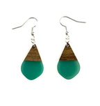 Small Teardrop Resin & Wood  Earrings