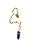 Blue Glass Bullet Pendant in Gold Necklaces