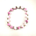 Pink and White Opaque Stretchy Bracelet