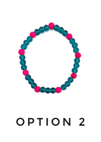 Transparent Teal Glass and Hot Pink Lava Stone Bracelet