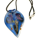 Blue Spoon with Dichroic Swirls Glass Necklace