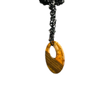 Oval Resin and Wood Pendant Necklace