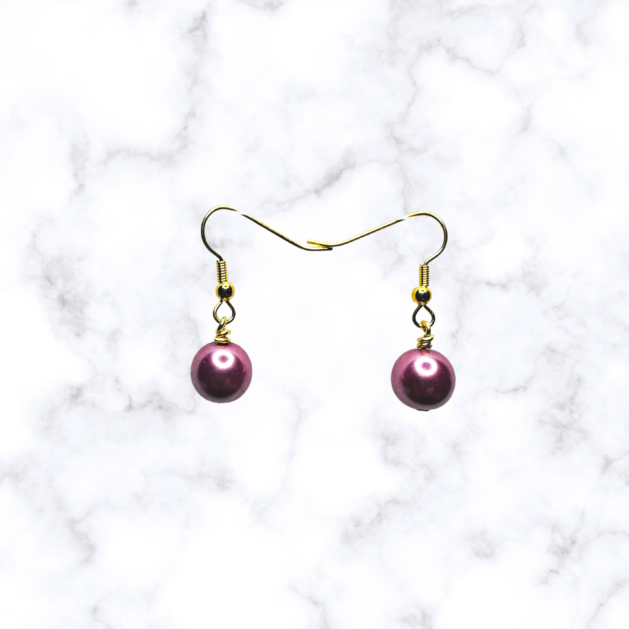 Purple Glass Pearl Earrings
