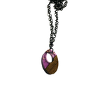 Oval Resin and Wood Pendant Necklace