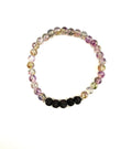 Blue and Purple Glass and Black Lava Stone Bracelet