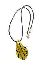 Yellow with Black Lines Glass Necklace