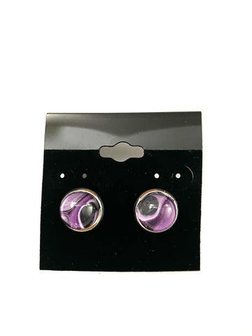 Purple Acrylic Paint Earrings - Post