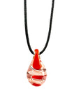 Red and White Swirl Glass Necklace