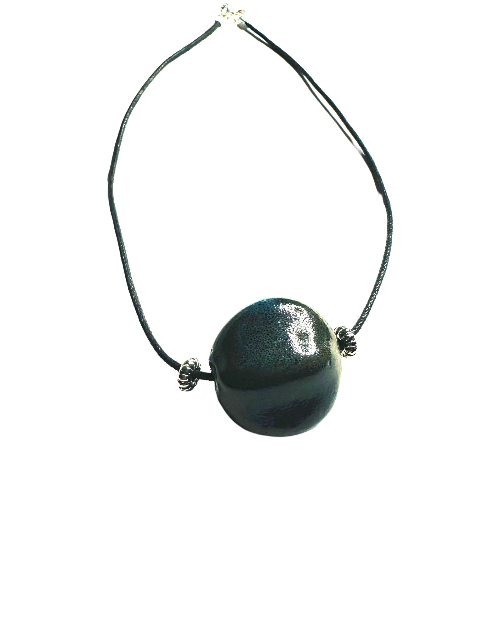 Blue Brown Ceramic Focal Necklace