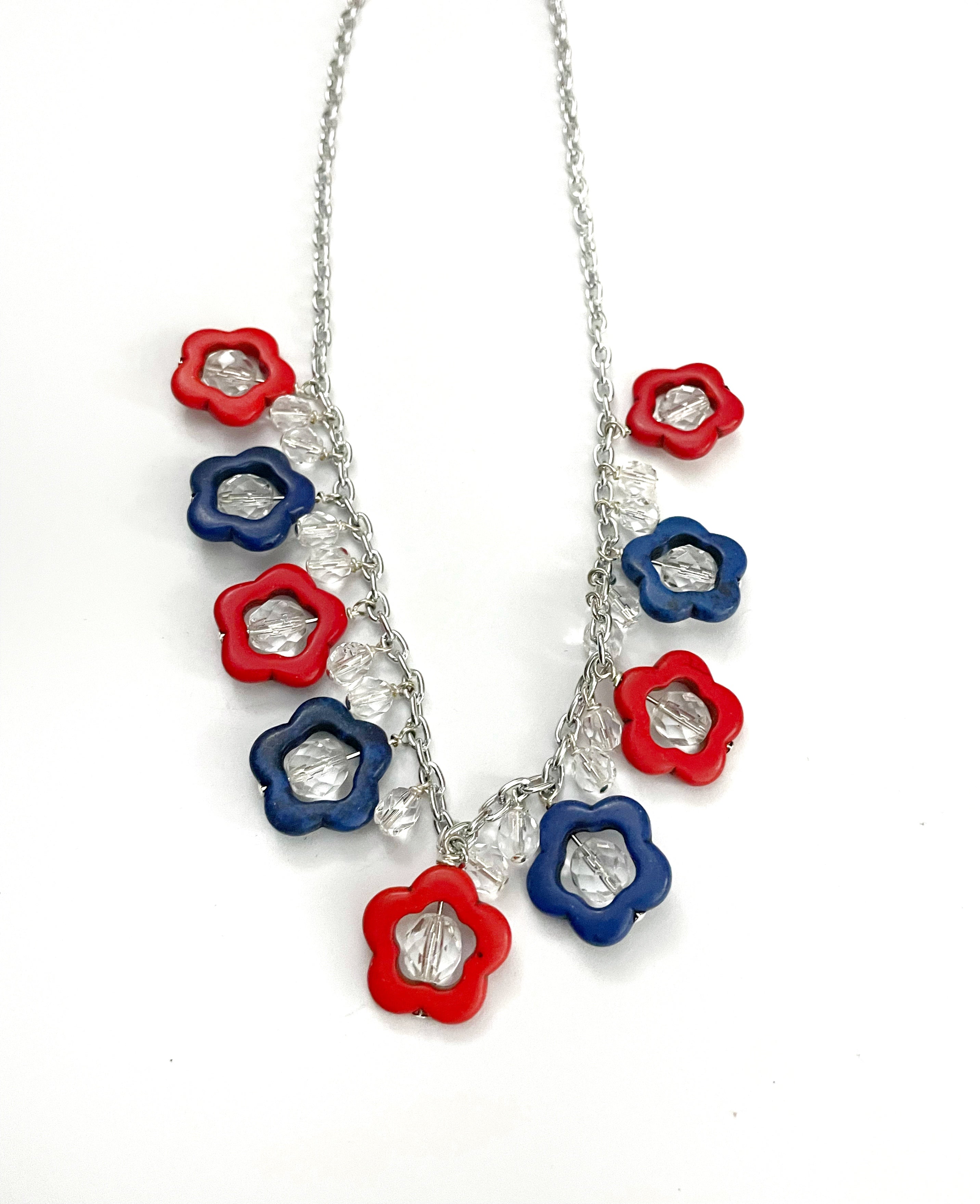 Red and Blue Flower Necklace