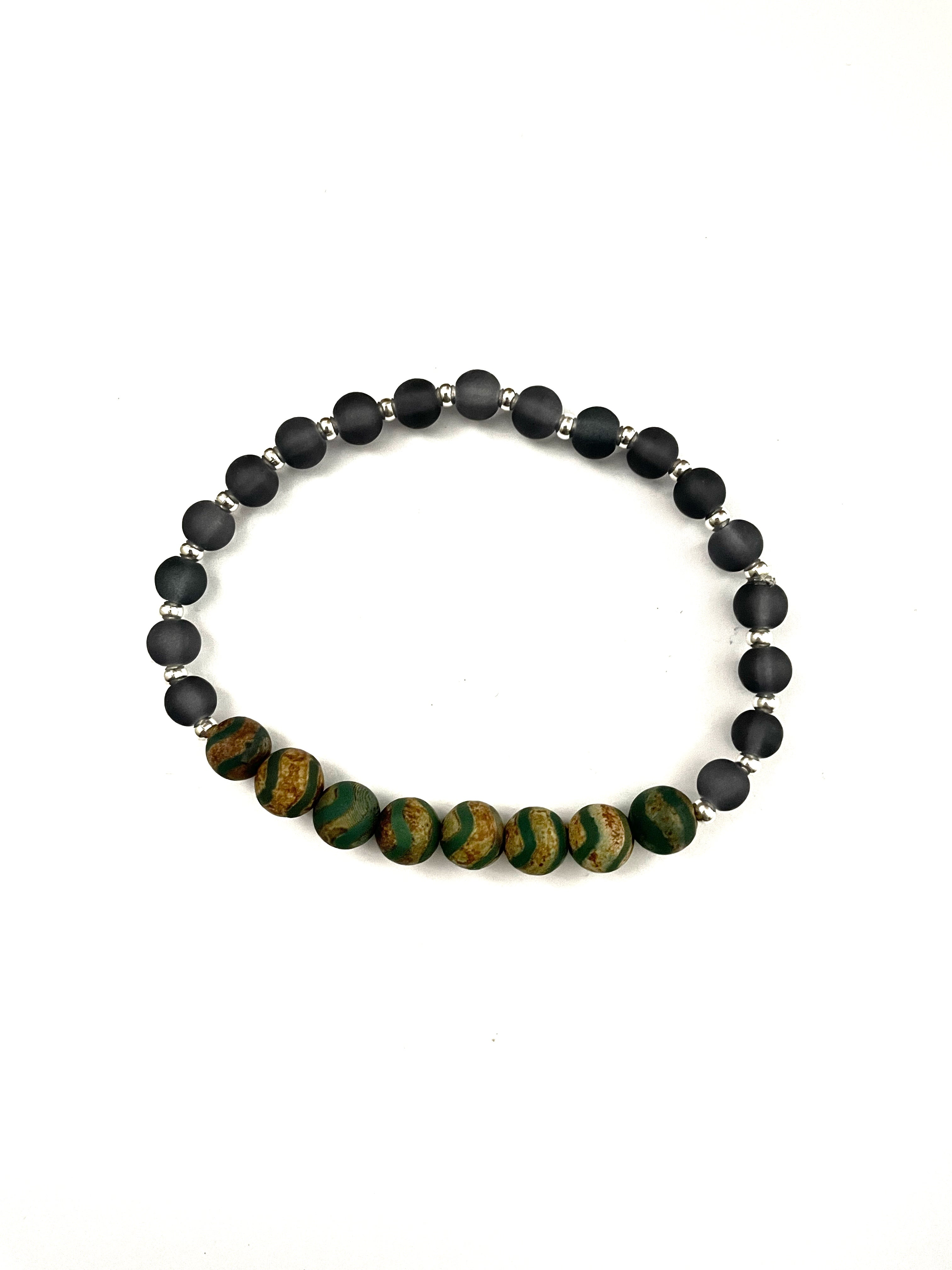 Mixed Clay and Matte Black Stacked Bracelet