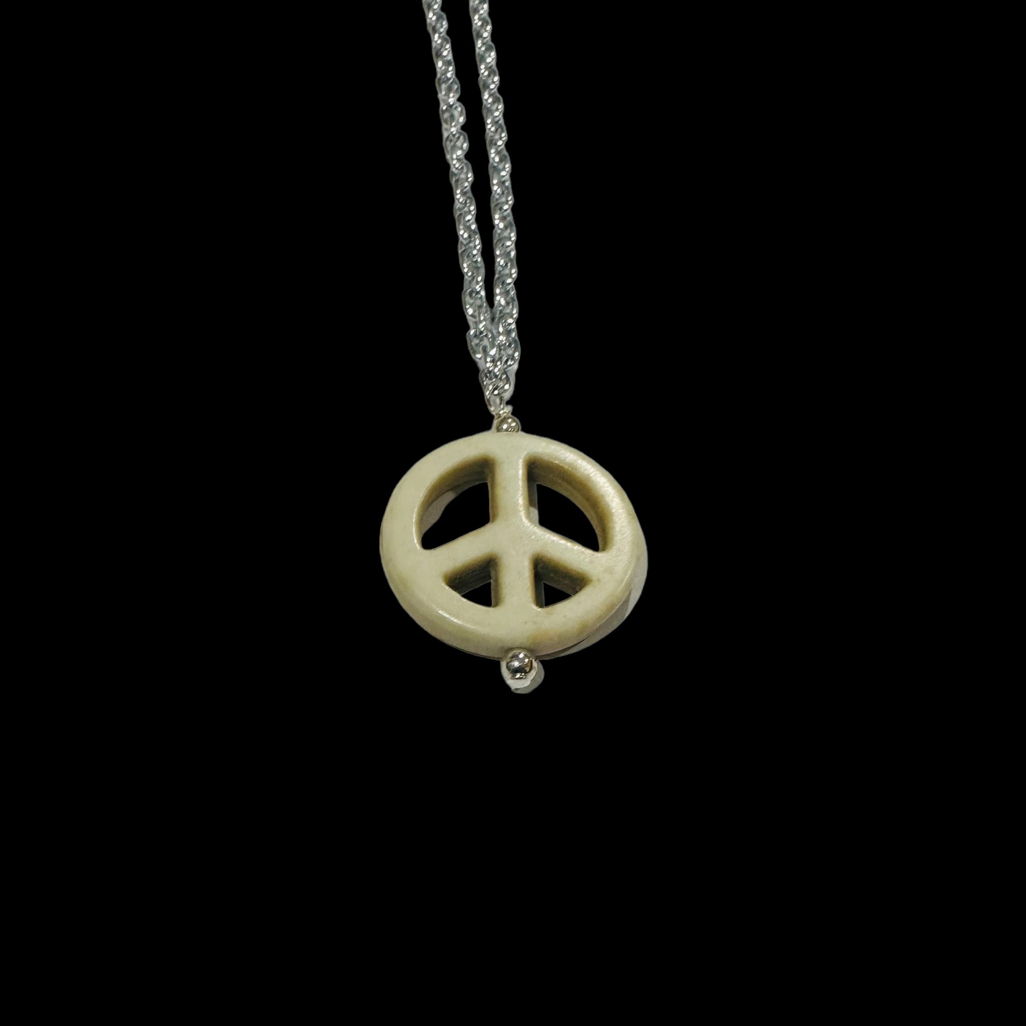 Peace Symbol Howlite Necklace