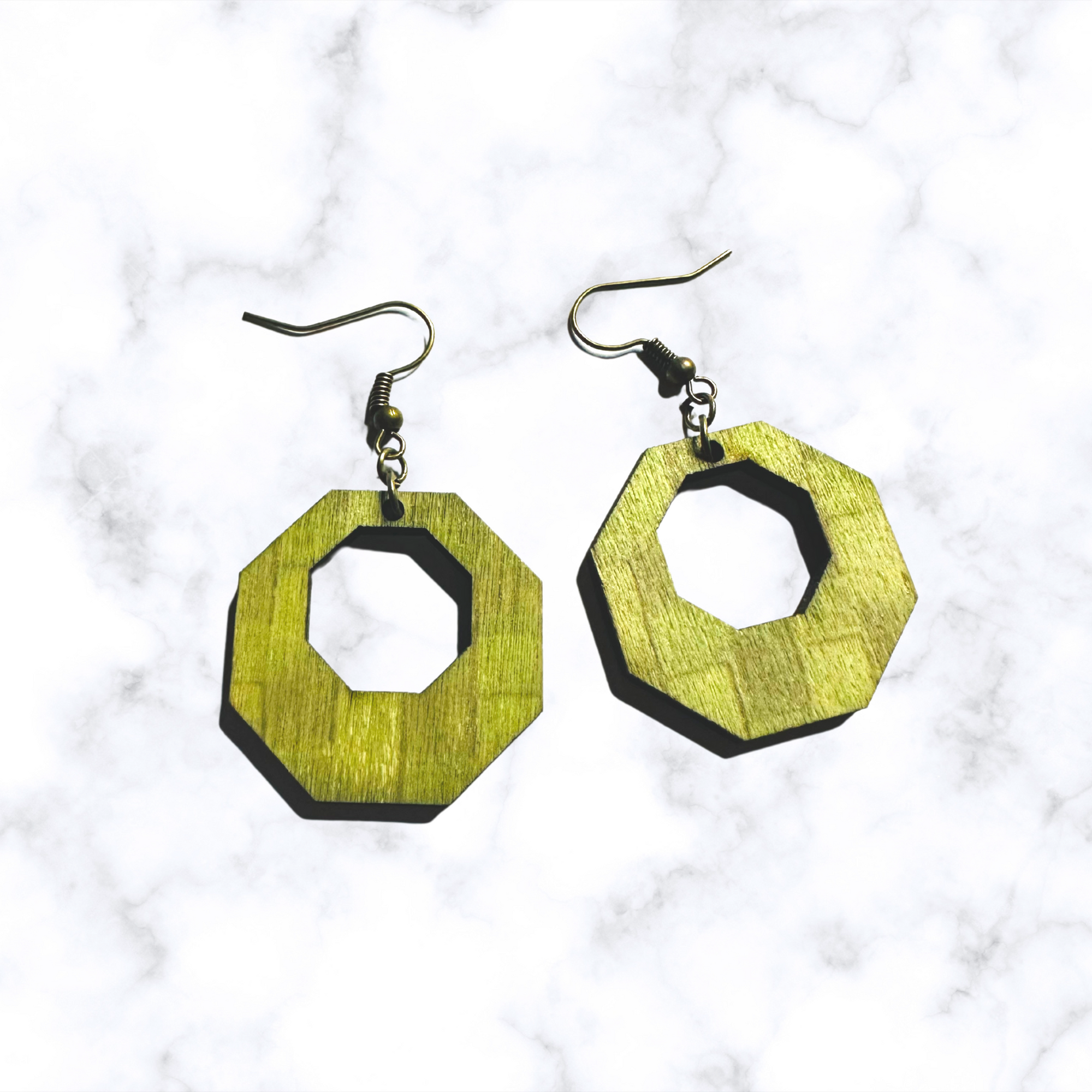 Wooden Hexagon Earrings