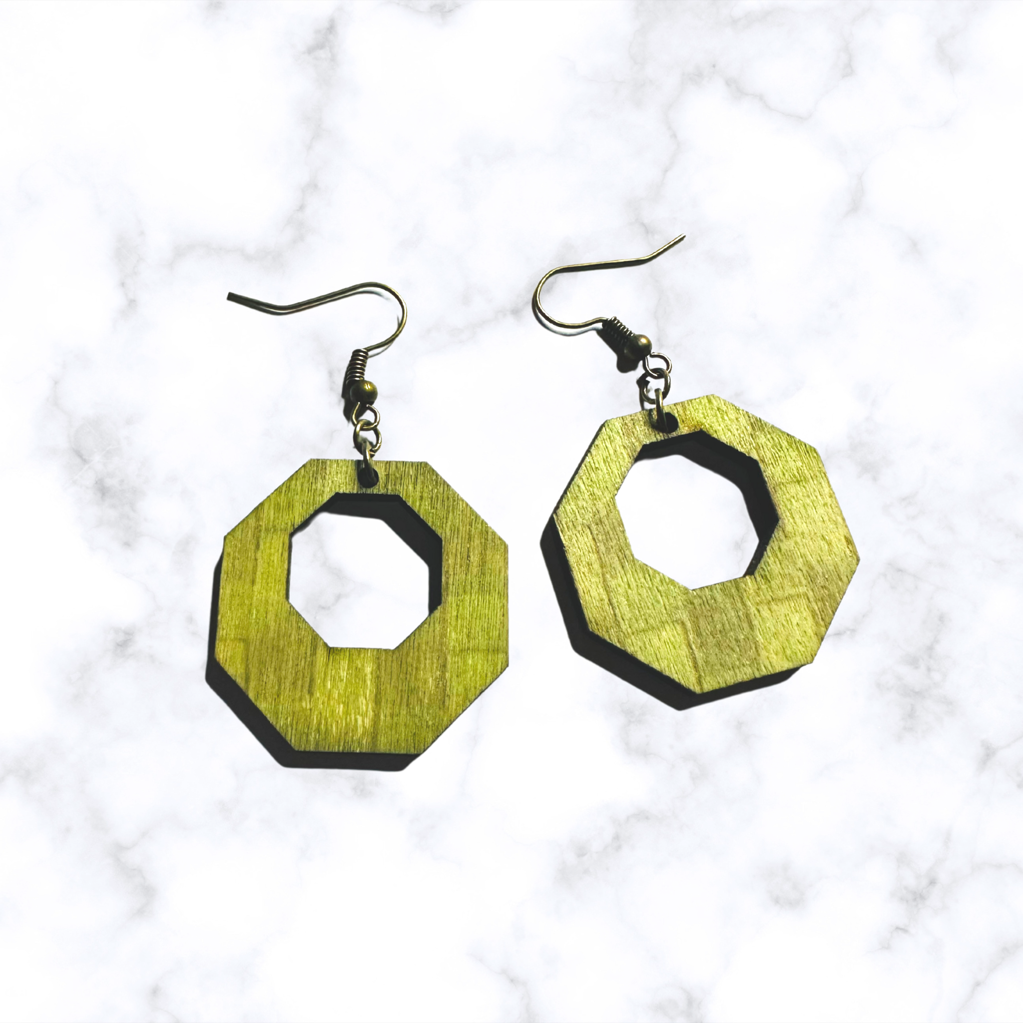 Wooden Hexagon Earrings