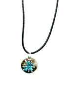 Flower Burst with Black Background Glass Necklace
