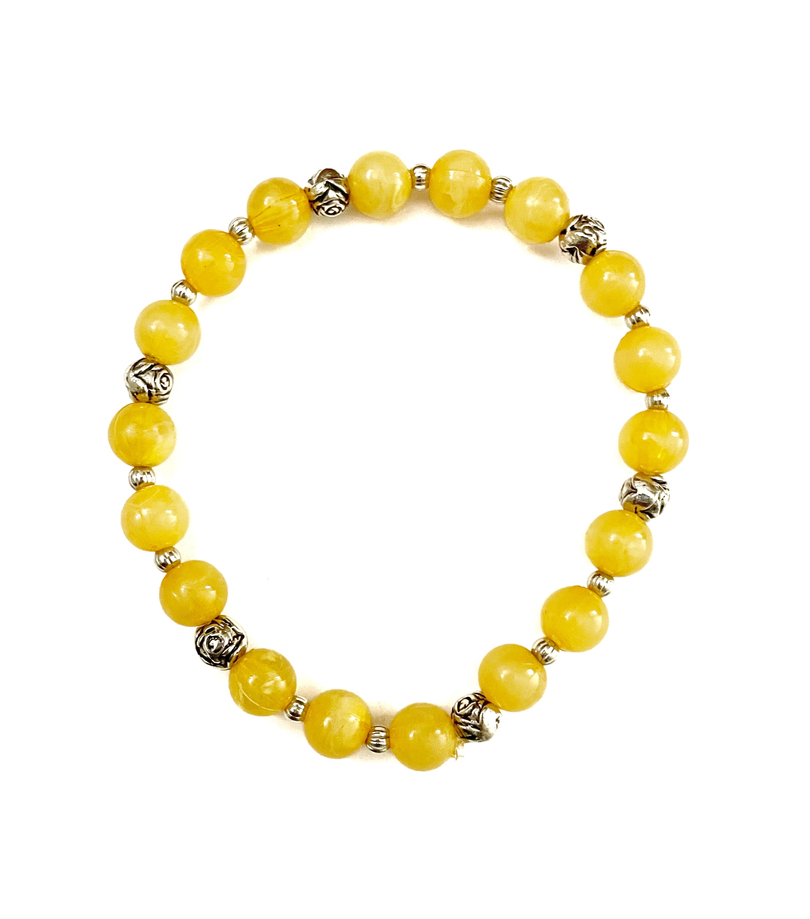Yellow Acrylic Bead Stretchy Bracelet