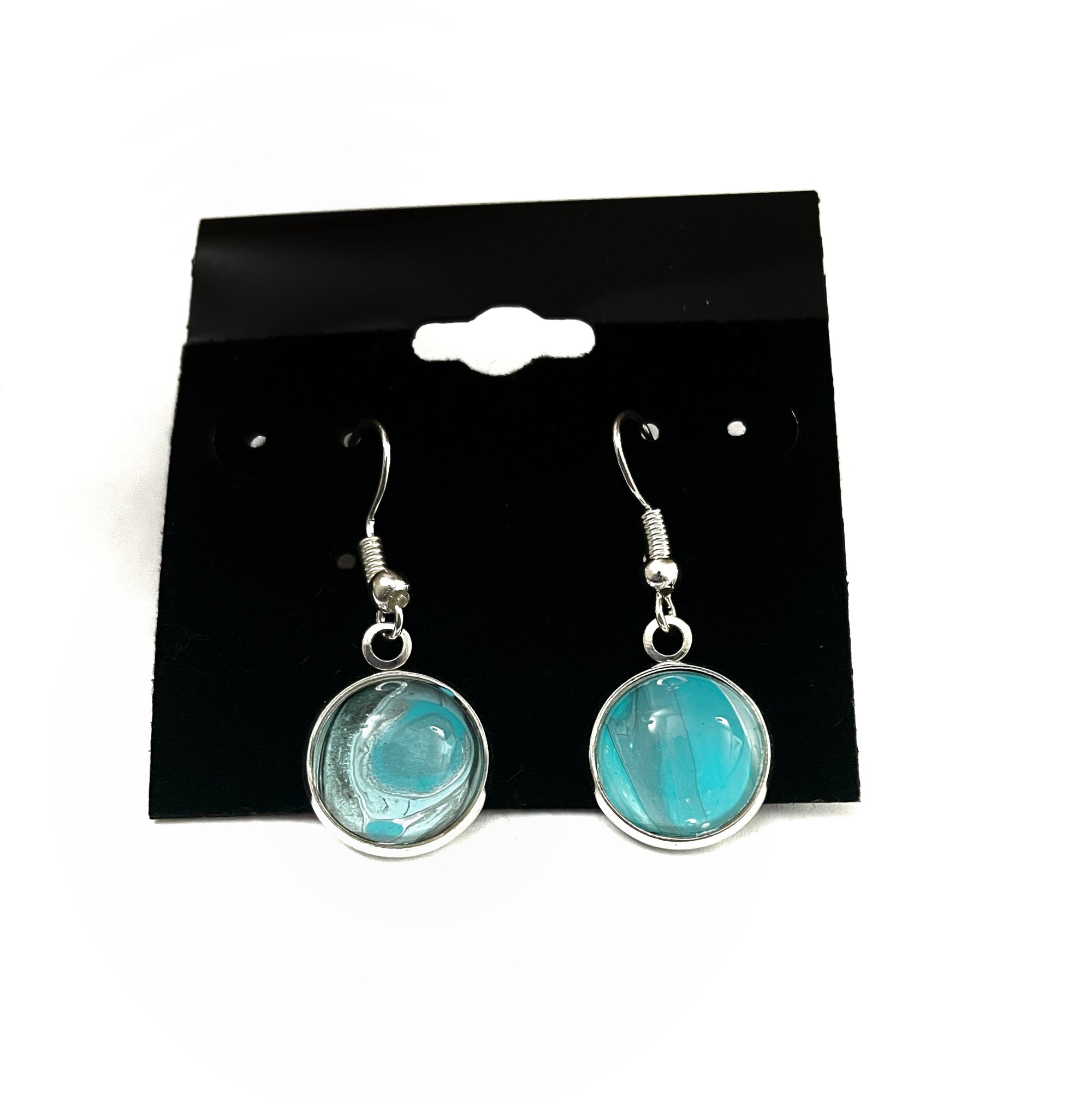 Teal Acrylic Paint Earrings - Dangle