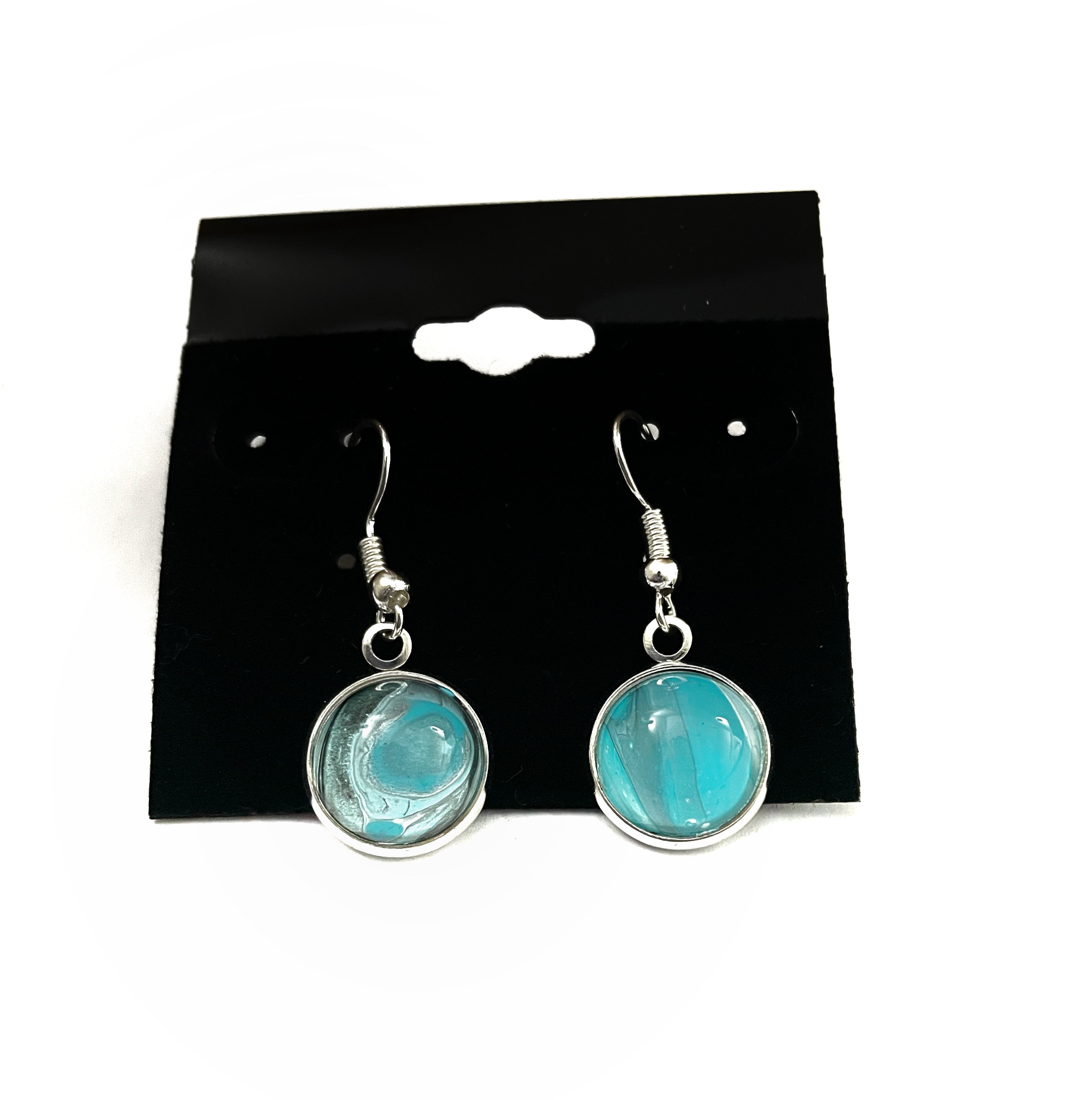 Teal Acrylic Paint Earrings - Dangle