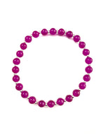 Magenta and Clear Glass Stacked Bracelet