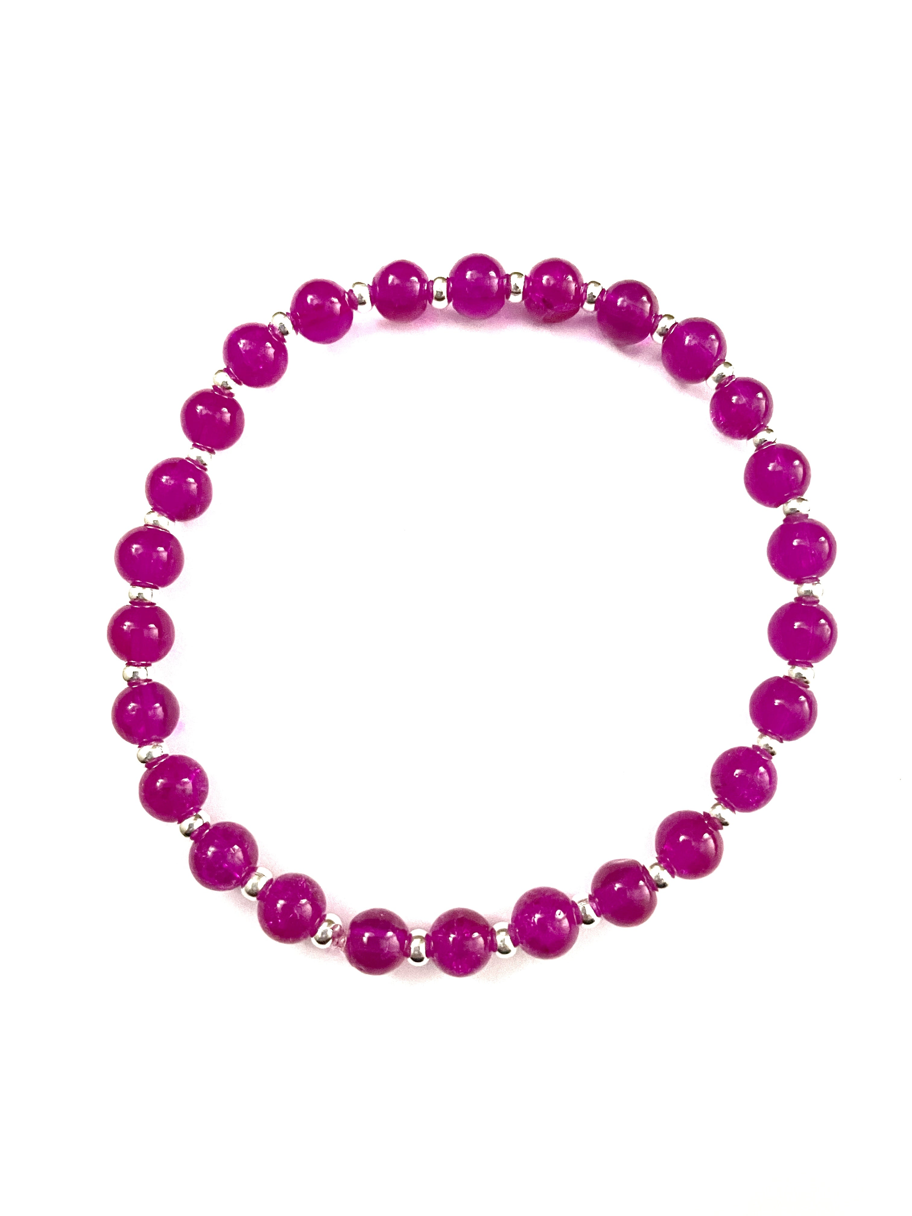 Magenta and Clear Glass Stacked Bracelet