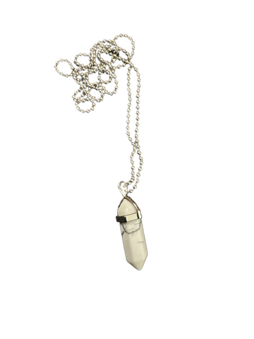 White Howlite Bullet Pendant Necklace