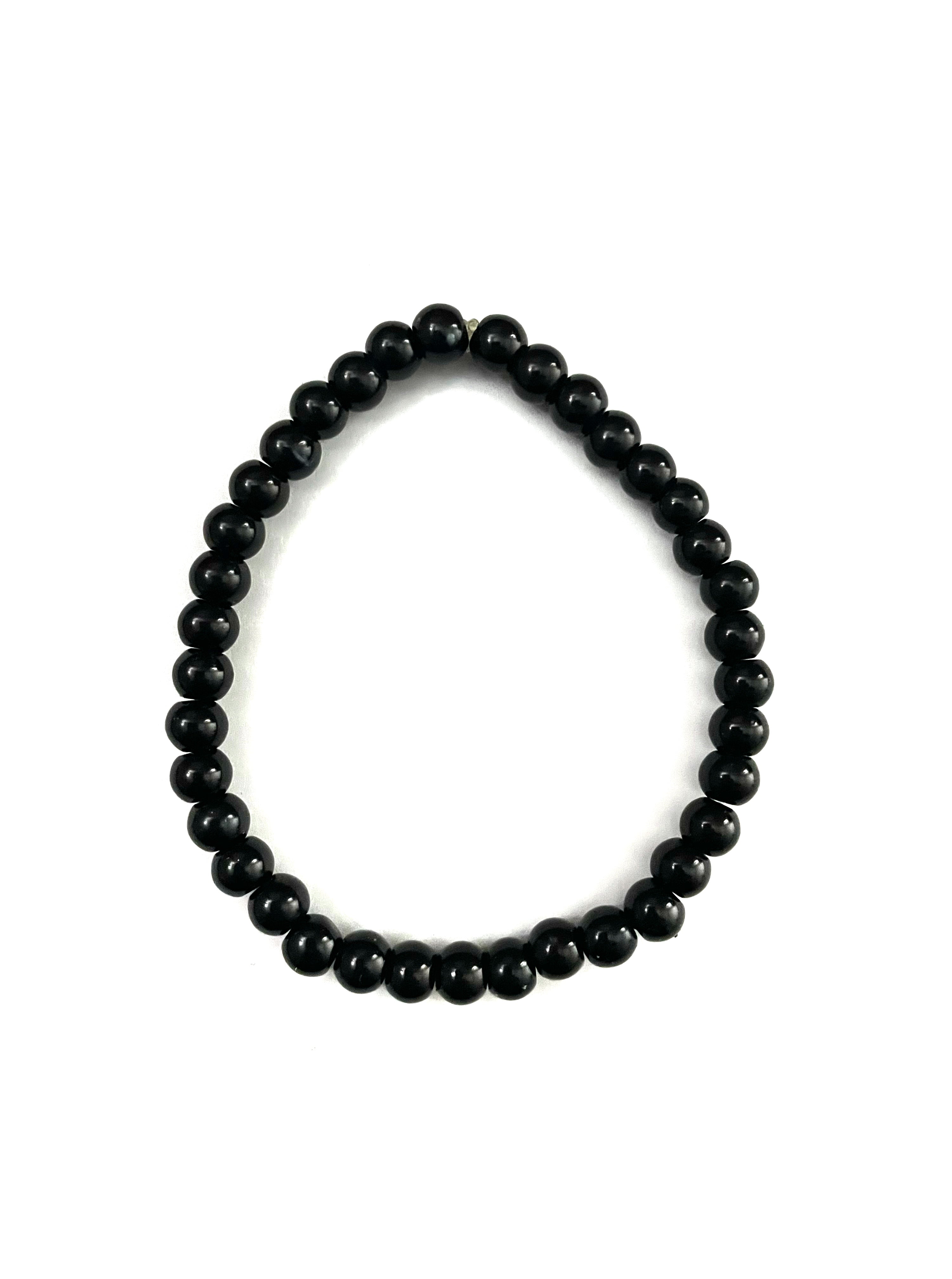 Black Glass Pearl Stretchy Bracelet