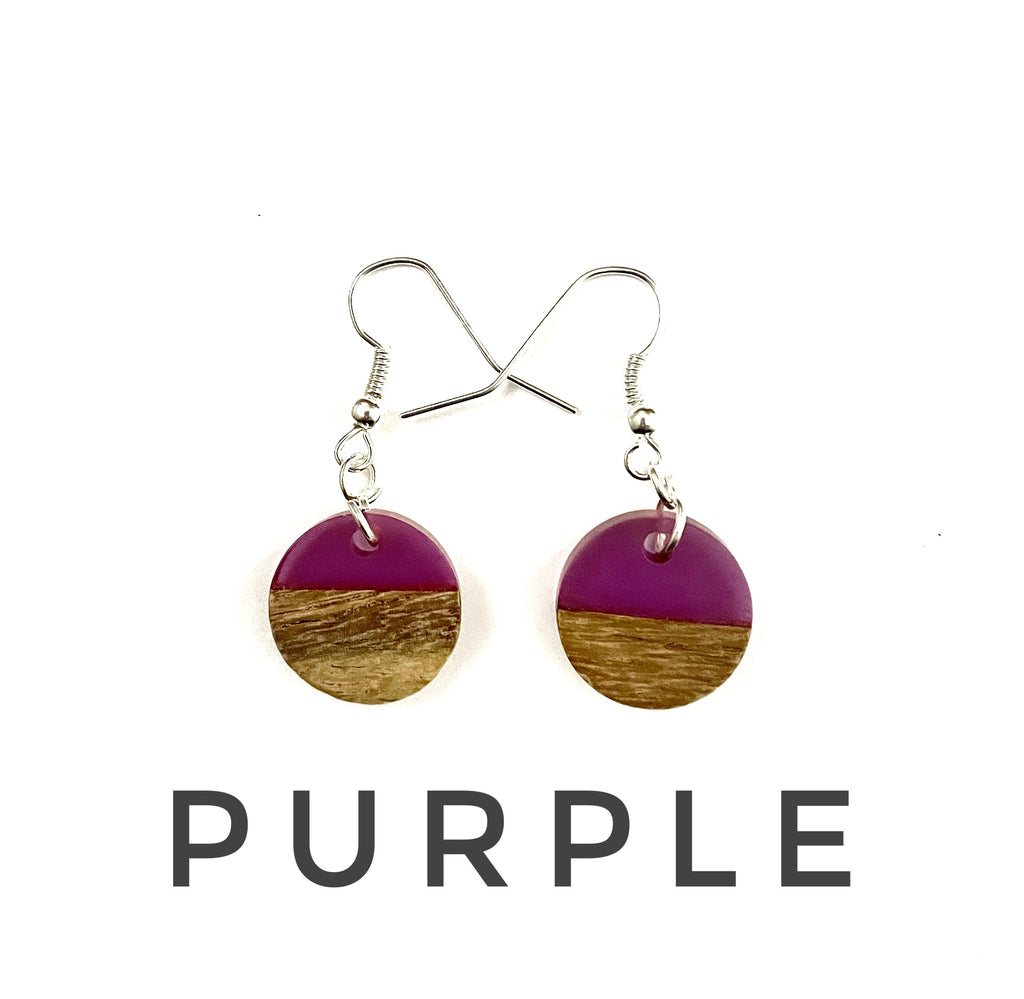 Extra Small Circle Resin & Wood  Earrings