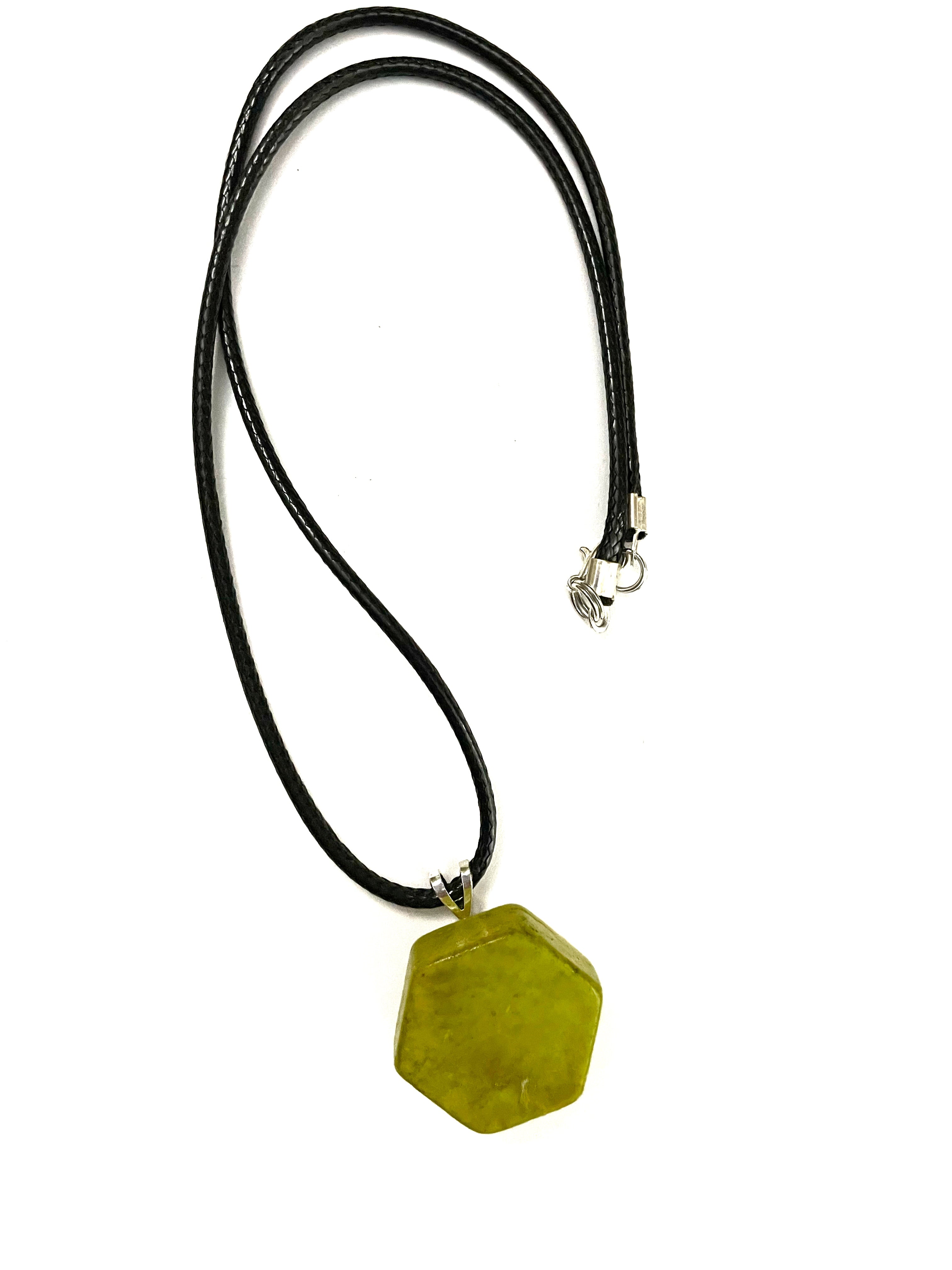Lime Green Hexagon Tile Necklace