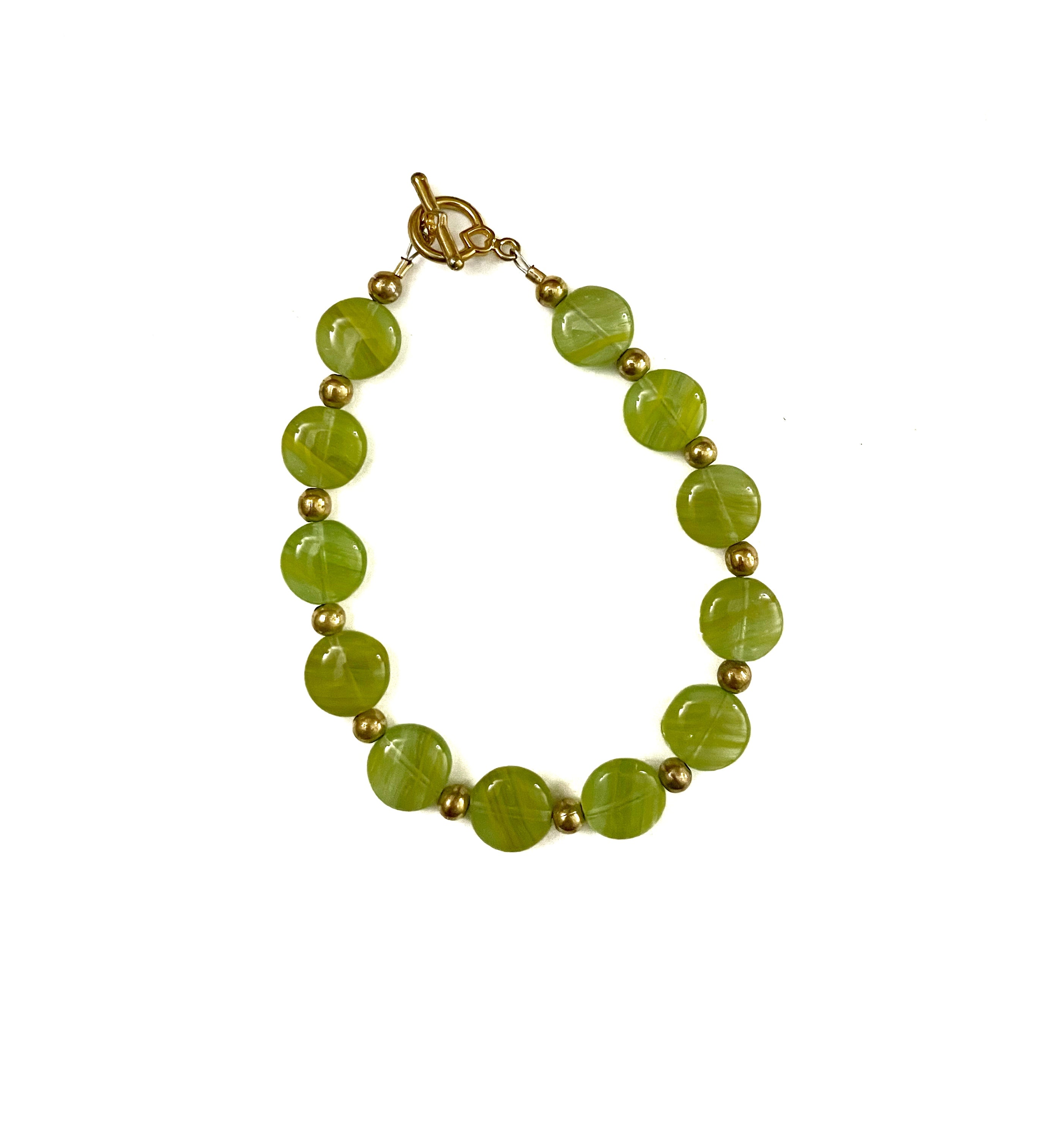 Green and Gold Wire Bracelet