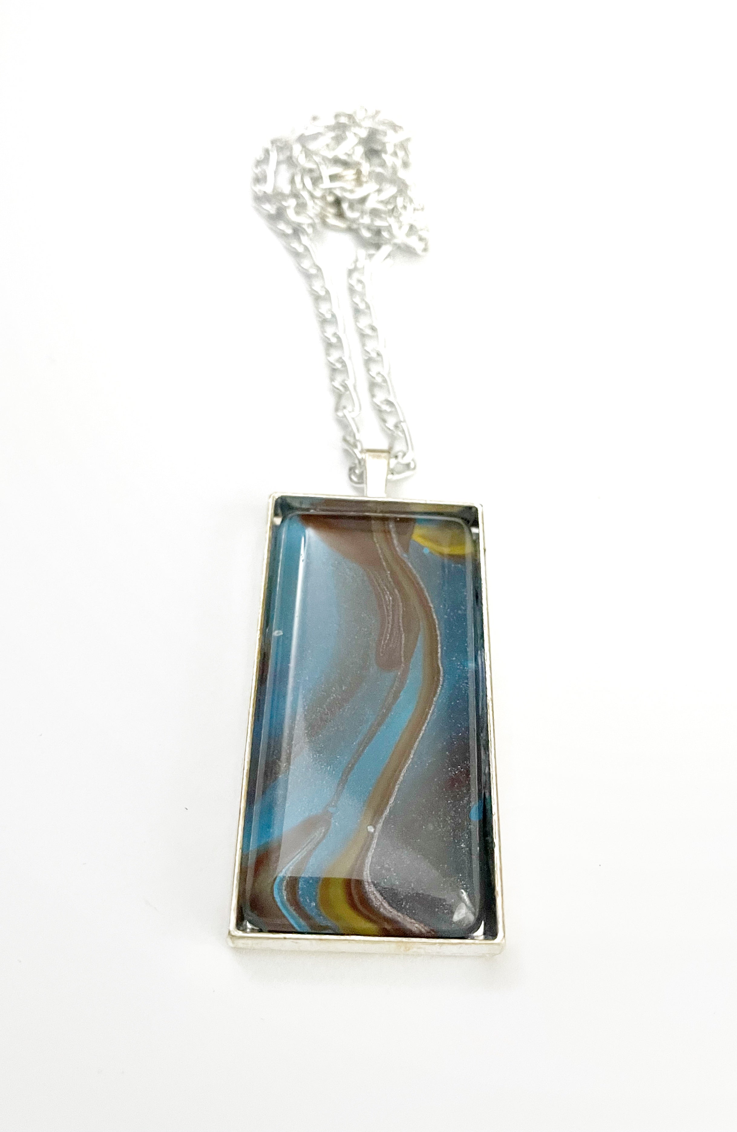 Brown, Blue and Yellow Acrylic Necklaces