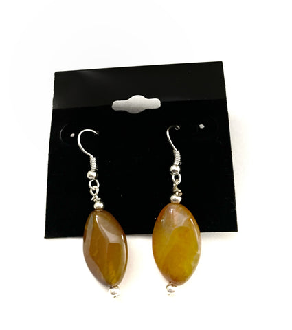 Brown Oval Acrylic Earrings - Dangle
