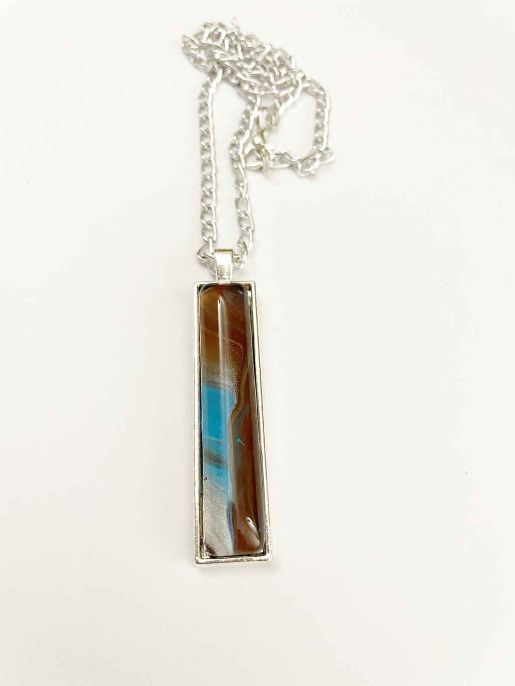 Brown, Blue and Yellow Acrylic Necklaces